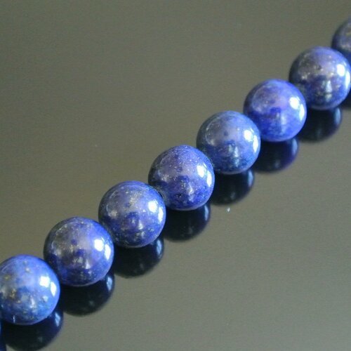Lot de 4 perles rondes lapis-lazuli 8 mm, trou : 0,9 mm environ 