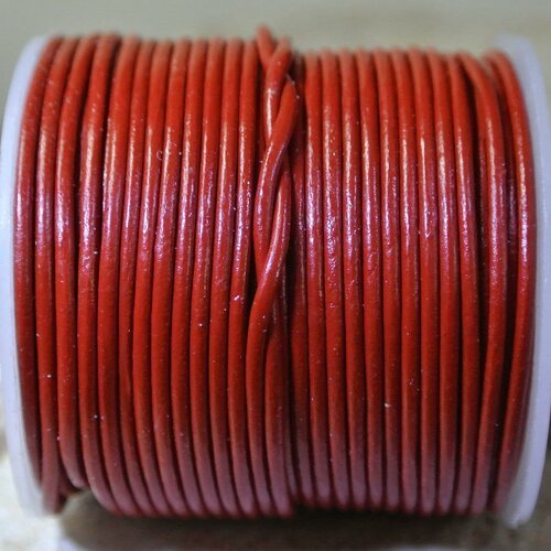Un mètre de cordon cuir rouge de section ronde 1 mm 