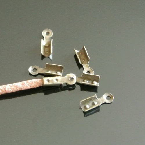 100 petits embouts bronze cylindres à presser ou écraser, 7,5 x 2,5 mm, pour cordon 1-1,5 jusqu'à