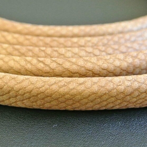 20 cm de cordon polyuréthane, 11 x 5 mm, motif peau de serpent camel