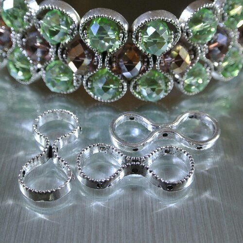 Lot De 12 Perles-coeurs Connecteurs Argentés 13.5x13 Mm - Pour Bijoux Fantaisie