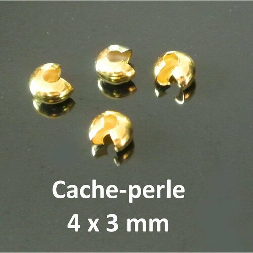 20 perles à écraser cache-perle 3 x 4 mm en métal doré