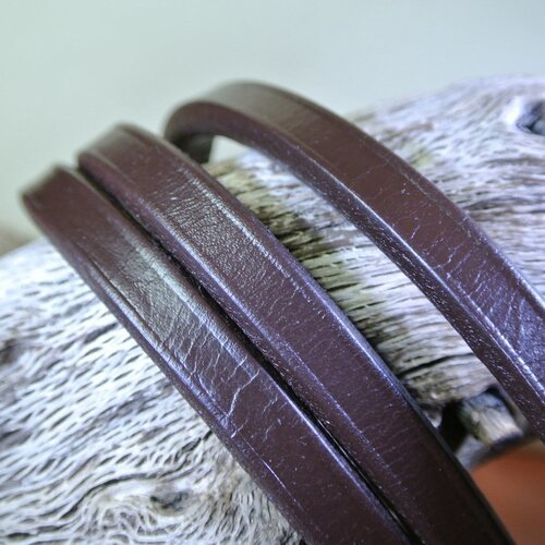20 cm de cordon marron cuir épais régaliz vachette pour bracelet, 10 x 5 mm (parfois 10 x 6 mm selon les arrivages)