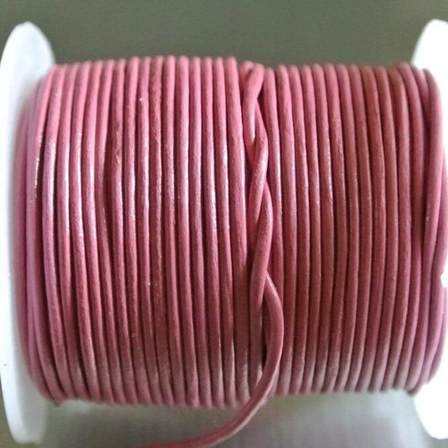 Un mètre de cordon cuir 1 mm de diamètre couleur vieux rose 