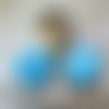 Bouton pression snap résine inclusion de coquillages bleu turquoise