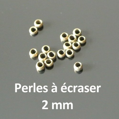 Lot de 200 perles à écraser bronze, diamètre 2 mm, trou : 1 mm, métal couleur bronze