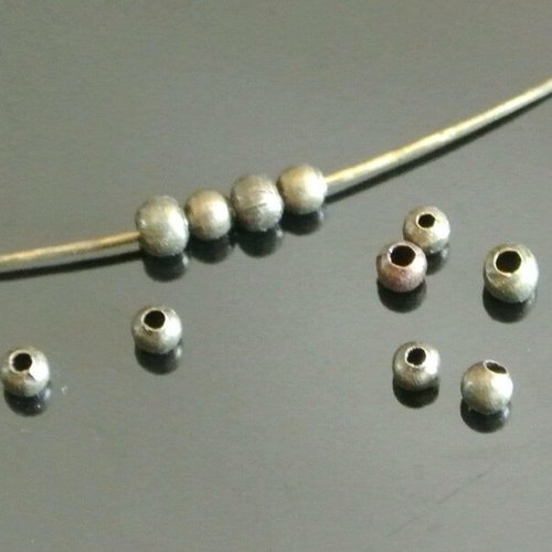 Lot de 200 très petites perles intercalaires 2 mm rondes et lisse en métal couleur bronze 