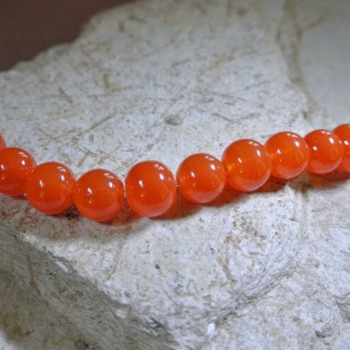20 perles rondes 8 mm en verre couleur orange, trou : environ 1 mm 