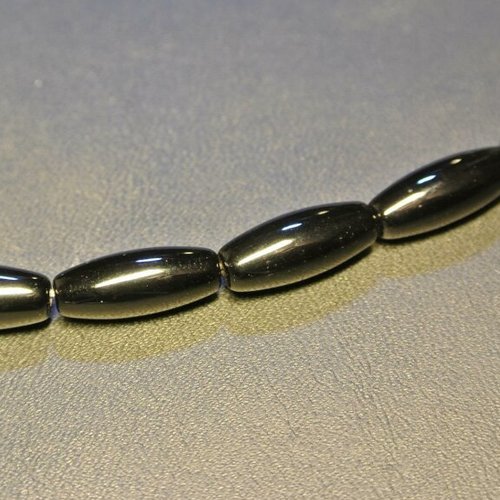 10 perles en agate noire en forme de grain de riz, 16 x 6 mm