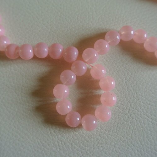 Lot de 20 perles rondes 8 mm en verre semi-opaque rose chair, trou : environ 1 mm 