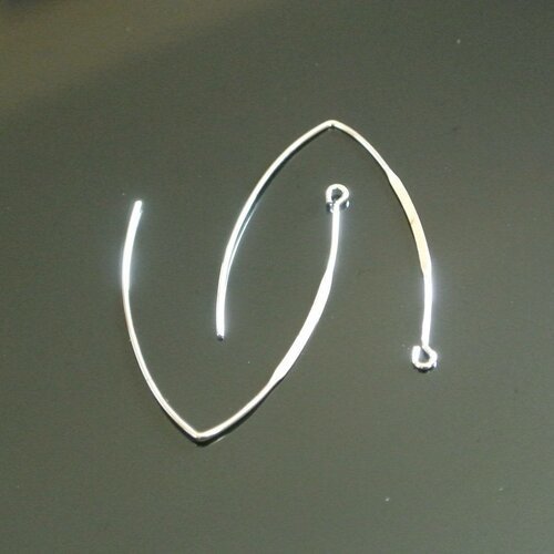 5 paires de supports boucles d'oreilles, longs crochets en forme de u en métal plaqué argent, 43 x 25 mm: trou : 1,5 mm 