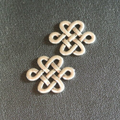 Lot de 10 connecteurs entrelacs celtiques argent antique, 17 x 14 mm, épaisseur : 1,2 mm 