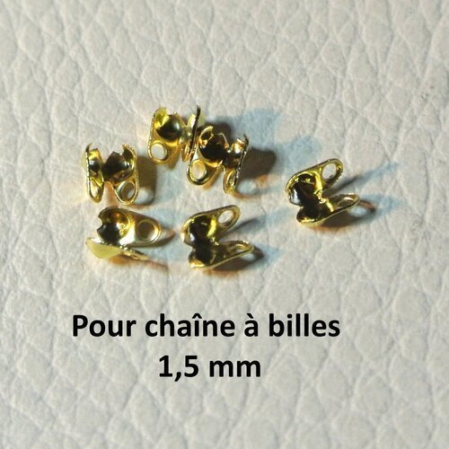 Lot de 100 embouts dorés à presser sur chaîne à billes 1,5 mm, embouts 4 x 3,5 mm en métal couleur doré 
