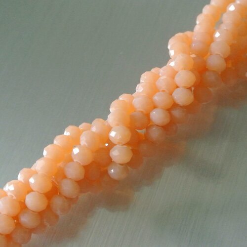 Lot de 40 perles en verre orange saumon forme rondelle à facettes 6 x 4 mm