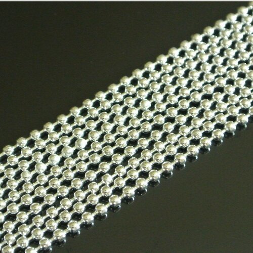 Un mètre de chaîne à billes diamètre 2,4 mm métal couleur argent clair pour la création de collier, bracelet... 