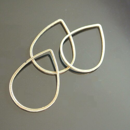 Lot de 10 anneaux fermés ou breloques en forme de goutte, 25 x 17 mm, métal couleur bronze