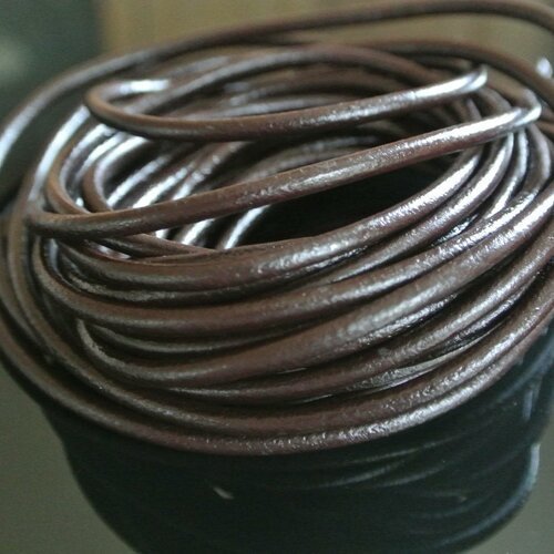 50 cm de cordon de cuir couleur café noir ou brun de section ronde 3 mm