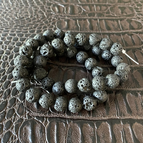 10 perles de lave noire ronde 8 mm