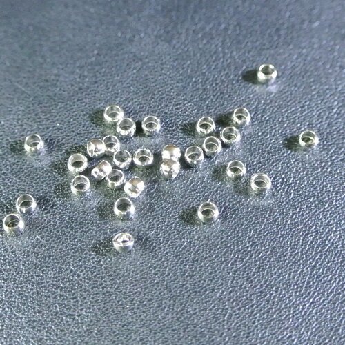200 perles à écraser platine, diamètre 2,5 mm, trou 1,5 mm, métal couleur argent platine