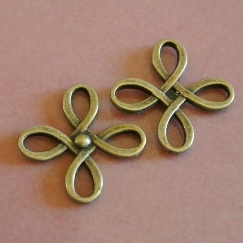 8 breloques bronze ou connecteurs en forme de croix entrelacs celtiques, 18 x 18 x 2 mm, fil de métal bronze