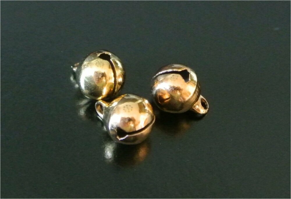 Lot de 10 clochettes dorées grelots 8 mm , un anneau d'accroche 1
