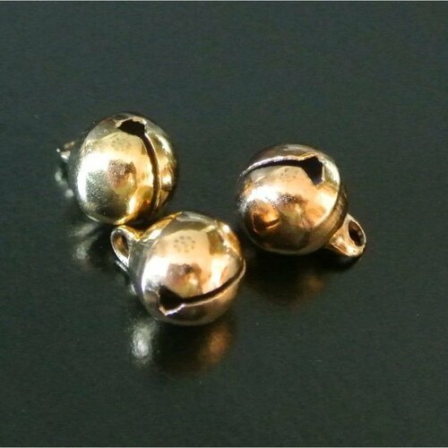 Lot de 10 clochettes dorées grelots 8 mm , un anneau d'accroche 1,8 mm  environ - Un grand marché