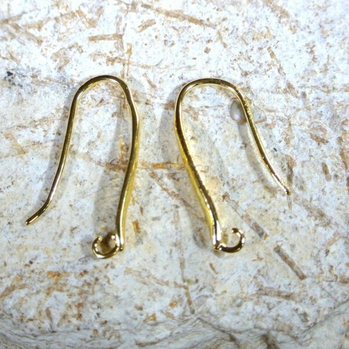 Une paire de supports de boucles d'oreilles crochets dorés plaqués or, 20 x 10 mm, trou : 2 mm