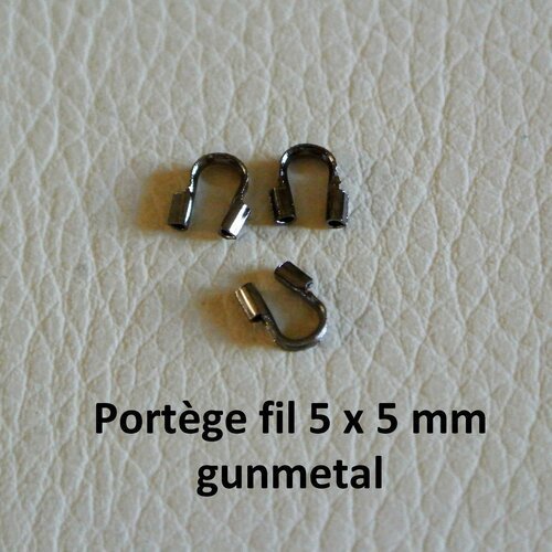 Lot de 40 passe-fil/protège fil, 5 x 5 mm, fer à cheval, en métal gunmetal, trou 0,8 mm environ, épaisseur 1,4 mm