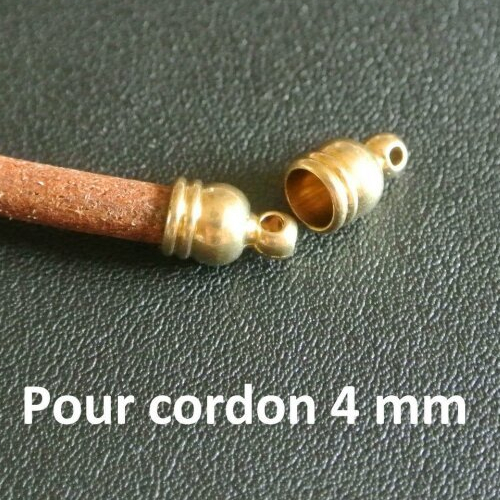 Lot de 10 embouts en laiton doré, embouts cloches pour cordon 4 mm, 9 x 5,5 mm, trou : 4,2 mm, trou 