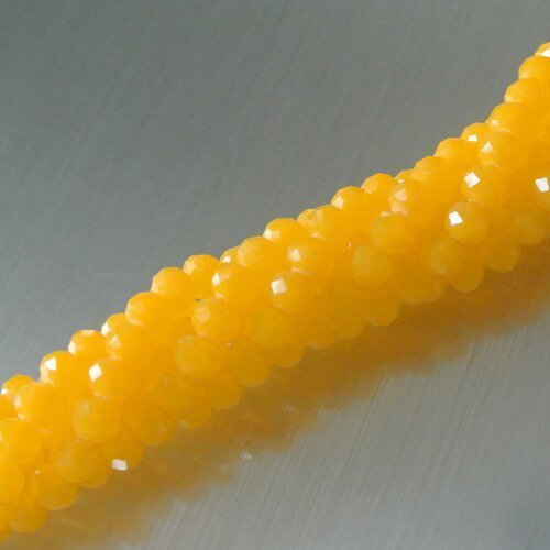 Lot de 40 perles en verre jaune jonquille forme rondelle à facettes 6 x 4 mm
