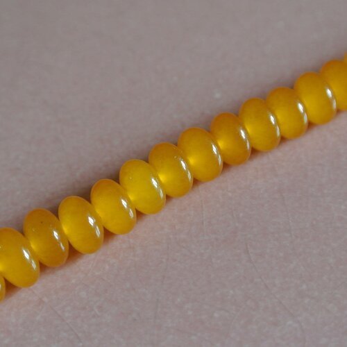 Lot de 10 perles lisses en pierre fine forme rondelle, 5 x 8 mm, rare jaspe sud-américain jaune topaze