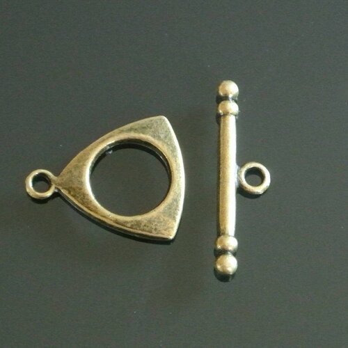 5 ensembles fermoirs toggle en métal bronze, 19 x 16 mm et 24 x 6 mm, un anneau triangulaire et d'une barre en t