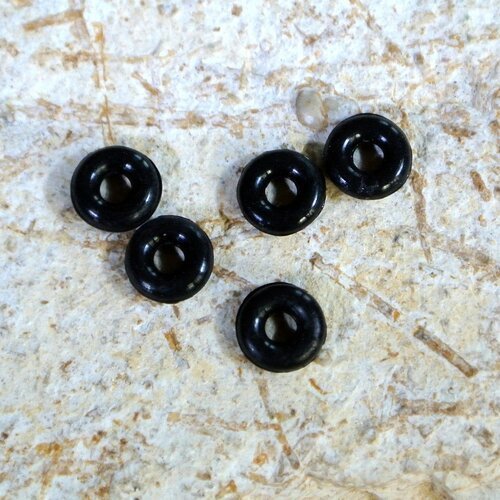 40 anneaux caoutchouc noir 6 mm (diamètre extérieur), 2,3 mm (diamètre intérieur), stoppeurs de perles 