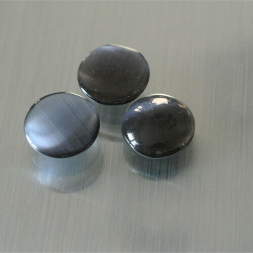 Lot de 10 cabochons forme ronde 12 mm et épaisseur 3,5 mm en verre noir à reflets clairs