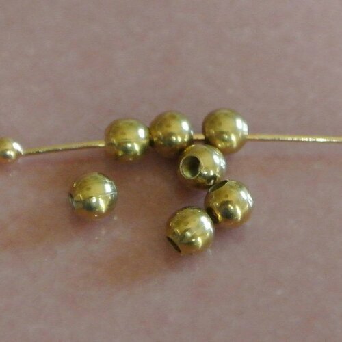 Lot de 100 petites perles intercalaires dorées 3 mm, rondes et lisses, trou 1 mm