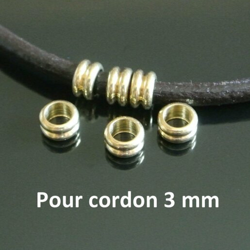 20 petites perles dorées, 5 x 3 mm, aspect double rondelle, trou 3,4 mm