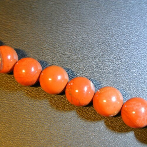 10 perles rondes 8 mm en pierre fine jaspe rouge