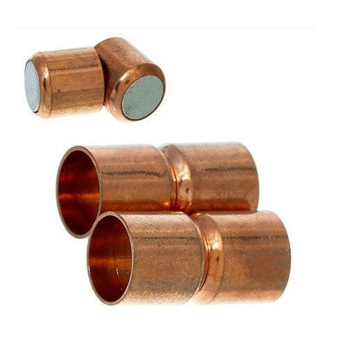 Deux sets fermoirs métal or rose, fermoir magnétique (hématite magnétique), 16 x 8 mm, trou 7,1 mm pour cordon rond 7 mm