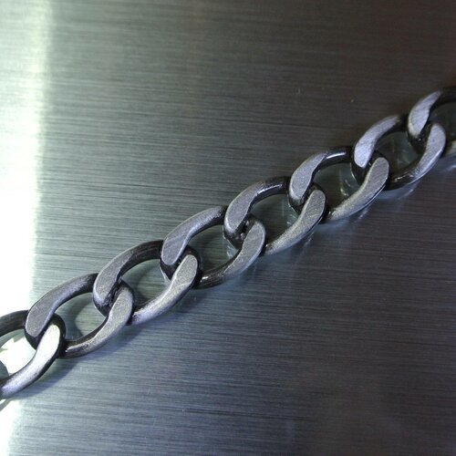 20 cm de chaîne aluminium gros maillons, 23 x 15 mm, couleur gris argent