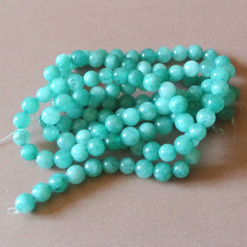 Vingt perles en amazonite bleu vert turquoise 6 mm rondes et lisses