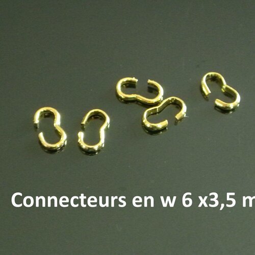 50 connecteurs dorés en w à resserrer, 6 x 3,5 mm, en métal couleur doré