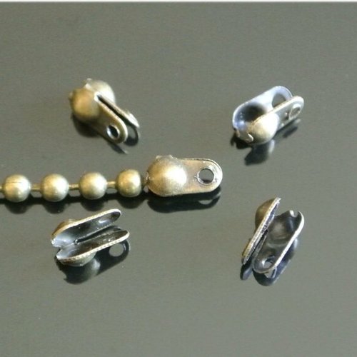 100 embouts bronze à presser sur chaîne à billes 2,4 mm, 6 x 4,5 mm, trou : 1,5 mm