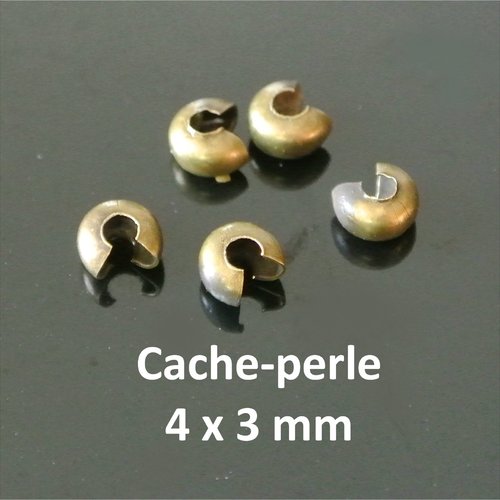20 perles à écraser cache-perle 3 x 4 mm en métal couleur bronze