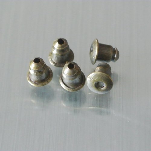 40 stoppeurs anti-perte ou poussoirs, 6 x 5 mm, pour tiges de boucles d'oreilles, métal bronze