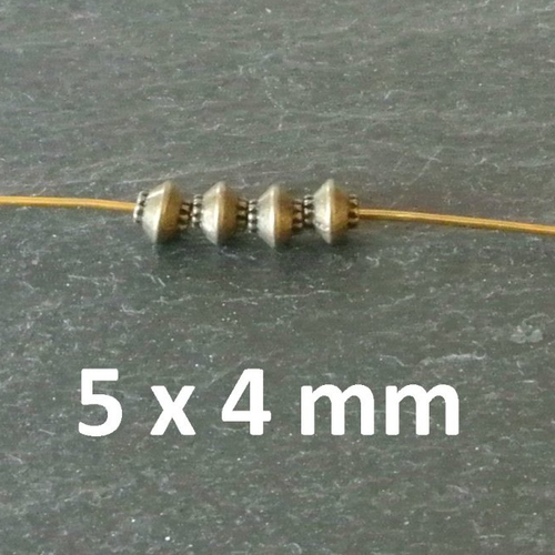 20 petites perles intercalaires ton bronze toupie soucoupe, 5 x 4 mm, trou 1 mm