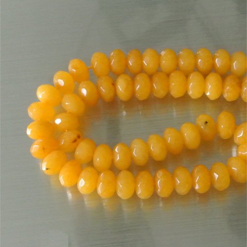 10 perles calcédoine jaune forme rondelle abacus à facettes, 8 x 5 mm