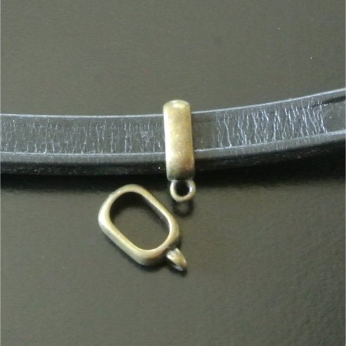 Une bélière métal bronze, 17 x 10 x 4,5 mm, pour cordon épais régaliz, trou 10 x 6 mm, anneau d’accroche