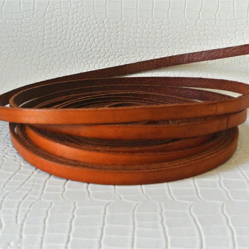 20 cm de cordon de cuir marron roux ou camel cordon plat 6 x 2 mm