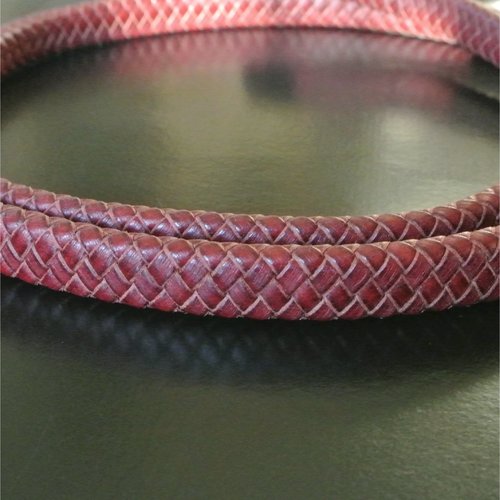 20 cm de cordon de cuir tressé rouge bordeaux, cordon épais 10 x 5 mm
