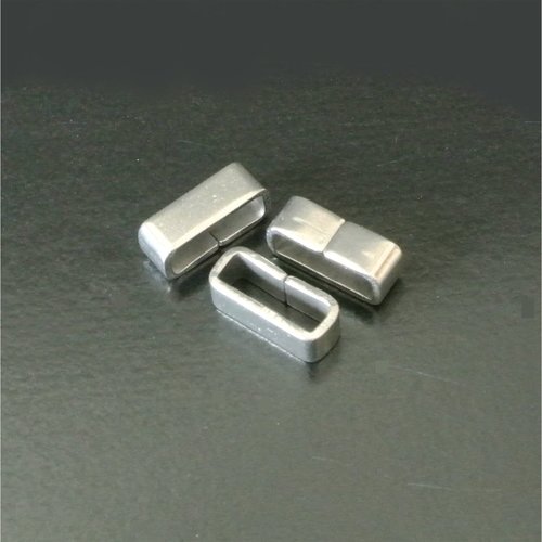 2 perles intercalaires rectangulaires en acier pour cordon plat 10 x 2 mm